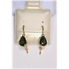 Image 1 : 10K Gold Blue-Green Sapphire (1.60ct) & White Sapphire (0.08ct) Earrings