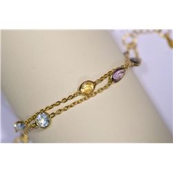 Sterling Silver Gold Plated Gemstone Bracelet