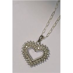 Sterling Silver Diamond (0.15ct) Heart Pendant Necklace