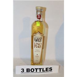 3 BOTTLES OF UNO MAS TEQUILA REPOSADO 40%