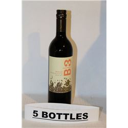 5 BOTTLES OF B3 MERLOT RED WINE