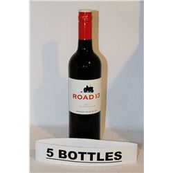 5 BOTTLES OF ROAD13 RED WINE