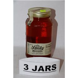 3 JARS OF OLE SMOKY APPLE PIE MOONSHINE