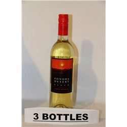 3 BOTTLES OF SONORA DESERT PINOT GRIGIO WHITE WINE
