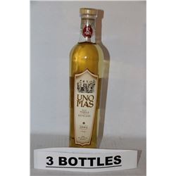 3 BOTTLES OF UNO MAS TEQUILLA REPOSADO
