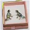 Image 1 : SILVER TONE & ABALONE DINASAUR STUD EARRINGS
