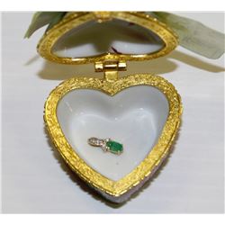 10K YELLOW GOLD EMERALD & DIAMOND PENDANT