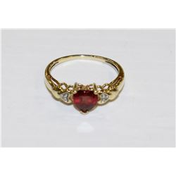 10K GOLD GARNET AND DIAMOND RING