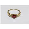 Image 1 : 10K GOLD GARNET AND DIAMOND RING