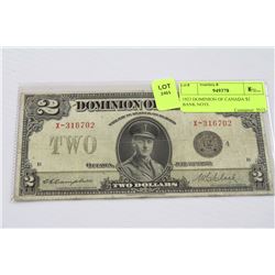 1923 DOMINION OF CANADA $2 BANK NOTE