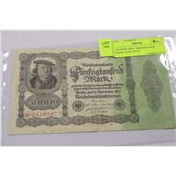 1922 POST WW1 GERMAN 50000 MARK BANK NOTE