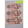 Image 1 : 1986 SCARCE UNCUT SHEET OF 3 BANK OF CANADA $2
