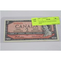 1954 BANK OF CANADA $2 BANK NOTE