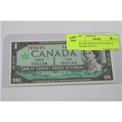 1867-1967 PREFIX ISSUE BANK OF CANADA $1 NOTE