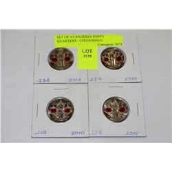 SET OF 4 CANADIAN POPPY QUARTERS - COLOURISED