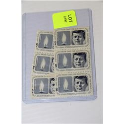 SIX 1963 UNUSED J.F.K. 5 CENT U.S. STAMPS