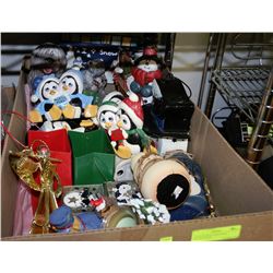 LARGE BOX OF CHRISTMAS DECORATIONS -