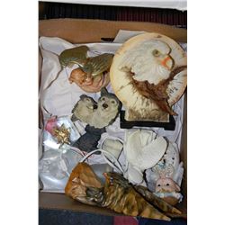 BOX W/ORNAMENTS - 2 EAGLES, WOLF,