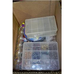 BOX W/ JEWELLERY BEADS, KITS AND