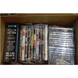 BOX OF ASSORTED DVD'S & NEW IN BOX PARTY GAME SET
