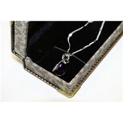 NECKLACE WITH SWAROVSKI CRYSTAL PENDANT - PURPLE