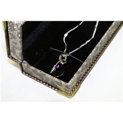 NECKLACE WITH SWAROVSKI CRYSTAL PENDANT - PURPLE