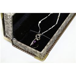 NECKLACE WITH SWAROVSKI CRYSTAL PENDANT - PURPLE