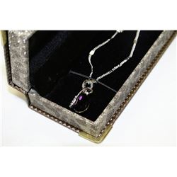 NECKLACE WITH SWAROVSKI CRYSTAL PENDANT - PURPLE