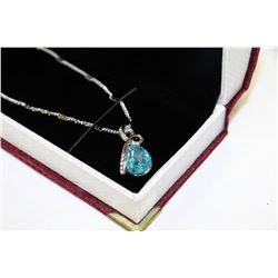 NECKLACE WITH SWAROVSKI CRYSTAL PENDANT - BLUE