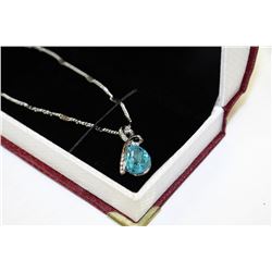 NECKLACE WITH SWAROVSKI CRYSTAL PENDANT - BLUE