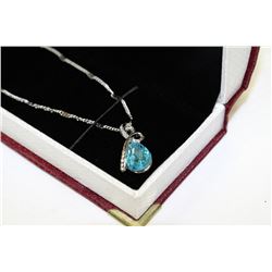 NECKLACE WITH SWAROVSKI CRYSTAL PENDANT - BLUE