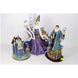 3 RESIN WIZARD STATUES