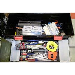 LARGE PLASTIC TOOL BOX WITH CONTENTS