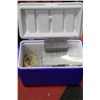 Image 1 : COLEMAN BLUE AND WHITE CAMP COOLER WITH TACKLE