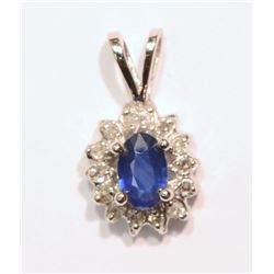4-14KT GOLD SAPPHIRE, DIAMOND PENDANT MSRP $500