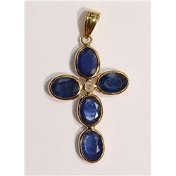 15-14KT GOLD SAPPHIRE, DIAMOND PENDANT MSRP $650
