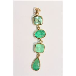 20-14KT GOLD EMERALD, DIAMOND PENDANT MSRP $715