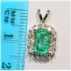 Image 2 : 35-14KT GOLD EMERALD, DIAMOND PENDANT MSRP $1300