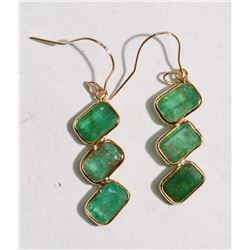 49- 14KT GOLD EMERALD EARRINGS MSRP $900