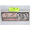 Image 1 : GEM UNC 1954 $2 BANKNOTES CONSECUTIVE S/N X2