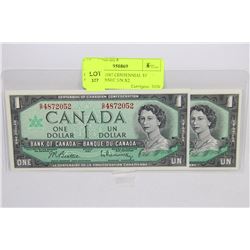 GEM UNC 1967 CENTENNIAL $1 NOTE CONSECUTIVE S/N X2