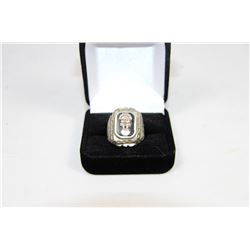 MENS VINTAGE .925 STERLING & ONYX AZTEC RING