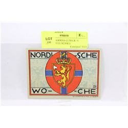 UNC 1921 GERMAN-LUBECK 50 PFENNIGE NOTE SCARCE