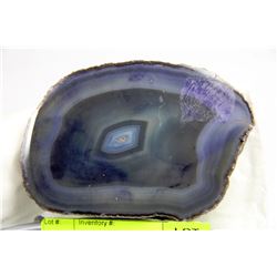 THICK AGATE SLICE ON STAND BLUE