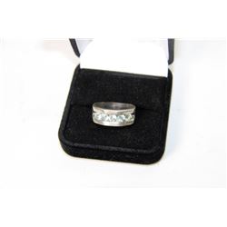 MENS VINTAGE .925 STERLING WITH AQUAMARINE RING