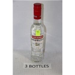 THREE 375ML BOTTLES OF LUXARDO SAMBUCA 38%