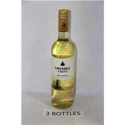 THREE 750ML BOTTLES OF SAWMILL CREEK DRY WHITE
