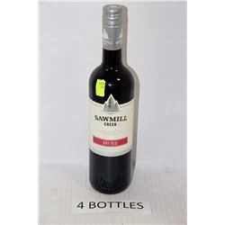 FOUR 750ML BOTTLES OF SAWMILL CREEK DRY RED WINE