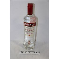 TEN 750ML BOTTLES OF TRIPLE DISTILLED SMIRNOFF
