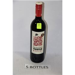 FIVE 750ML BOTTLES OF PAINTED TURTLE MERLOT 12%